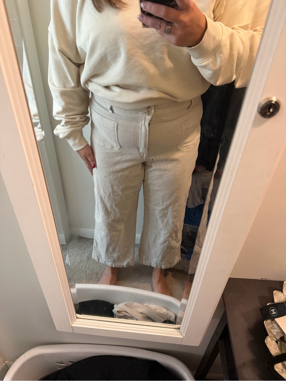 Maurices Cream Corduroy High-Waist Pants